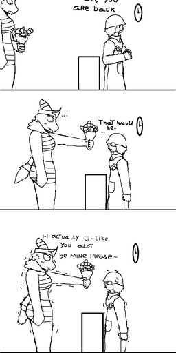 anthro blush bodily_fluids clock dialogue duo female flower love_declaration male male/female nervous plant shaking simple_background size_difference standing sweat text xerg-7 nintendo pokemon eden_(xerg-7) kata_(xerg-7) eeveelution generation_2_pokemon human mammal pokemon_(species) umbreon black_and_white comic english_text hi_res monochrome