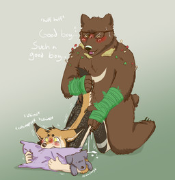 adult_on_young age_difference all_fours anal anthro anthro_on_anthro ass_up biped bite blush bodily_fluids brown_body crying cum cum_on_ground dialogue duo ellipsis eyewear forced from_behind_position fungus fur genital_fluids glasses good_boy gradient_background infestation larger_male male male/male multicolored_body mushroom older_male open_mouth parasite pillow pillow_bite questionable_consent rape sex simple_background size_difference smaller_male tail tail_grab tears text yellow_eyes young young_anthro younger_male permapuppy bear canid canine canis coyote mammal english_text hi_res father_(lore) father_and_child_(lore) father_and_son_(lore) incest_(lore) nonbinary_(lore) parent_(lore) parent_and_child_(lore) parent_and_son_(lore) son_(lore)