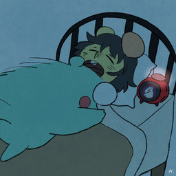 alarm_clock anthro bed bedding blanket chibi clock duo eyes_closed furniture lying night open_mouth pillow sleeping hikari_gamba gamba_no_bouken gamba_no_bouken_(series) bobo_(gamba_no_bouken) mammal mouse murid murine rodent 1:1 2026