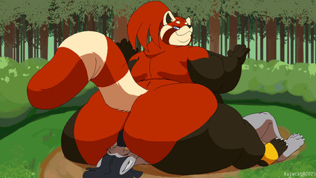 anthro big_butt butt death_by_snu_snu dominant duo facesitting fur hair larger_male male male/male nude obese obese_anthro obese_male overweight overweight_anthro overweight_male plant ponytail red_body red_fur sitting sitting_on_another size_difference smaller_male tail thick_thighs tree wide_hips kazecat akai_(kazecat) keda_(anime-wolf-08) ailurid canid canine canis mammal red_panda wolf 16:9 animated digital_media_(artwork) loop widescreen