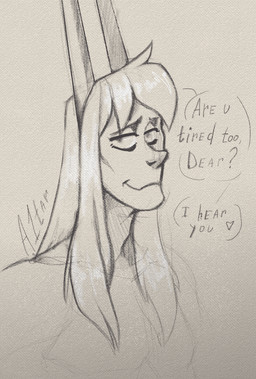 bangs hair heart_symbol horn long_hair male male_humanoid pointy_nose smile solo speech_bubble sweet_talking talking_to_viewer text a1tar mexiym_ionsky horned_humanoid humanoid digital_drawing_(artwork) digital_media_(artwork) english_text hi_res portrait sketch