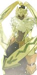 anthro belt bottomwear clothing fluffy fluffy_chest fur gloves handwear long_ears male navel pants ponytail_ears small_waist solo yellow_body yellow_fur lanllan bandai_namco digimon digimon_ghost_game digimon_(species) lagomorph leporid mammal rabbit symbareangoramon