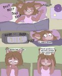 2011 anthro babystar bed biped comic detailed_background dialogue digital_media_(artwork) english_text eyes_closed female fur furniture gemma_polson hair hi_res lying mammal onomatopoeia rodent sciurid solo sound_effects text tree_squirrel