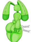 anthro big_butt big_ears butt butt_grab choker choker_only female fingers floppy_ears fur green_body green_fur hand_on_butt jewelry long_ears lop_ears necklace necklace_only nude onomatopoeia plushie rear_view scut_tail short_tail simple_background solo sound_effects tail text thick_thighs white_background wide_hips gojo_skull mob_entertainment poppy_playtime smiling_critters hoppy_hopscotch animate_inanimate critters_(poppy_playtime) lagomorph leporid living_plushie mammal rabbit 2025 digital_media_(artwork) hi_res