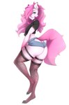 anthro big_butt bottomwear butt clothed clothing digital_media_(artwork) fur girly hair hi_res legwear male mammal pink_body pink_fur pink_hair shaded shirt shorts simple_background solo species_request suelix thigh_highs topwear white_background