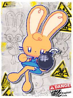 anthro blue_clothing blue_dress bomb clothed clothing crossed_legs dress explosives feet female freckles half-closed_eyes narrowed_eyes overall_dress smug solo tuft visible_underwear whiskers yellow_body conditional_dnp pulp_(artist) vanilla_(pulp) lagomorph mammal 3:4 3d_(artwork) 3d_animation animated digital_media_(artwork) halftone