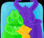 anthro delta_rune_(emblem) dessert eyes_closed family_photo female food gelatin green_body group horn jelly_(food) male mature_anthro mature_female mature_male pie_cut_eyes symbol yellow_body mantegato jell-o undertale undertale_(series) asgore_dreemurr asriel_dreemurr toriel boss_monster_(undertale) bovid caprine food_creature goat goo_creature mammal