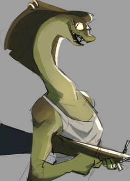 anthro clothed clothed_anthro clothed_female clothing female female_anthro fingers front_view furgonomics furry-specific_piercing grey_background gun holding_gun holding_object holding_ranged_weapon holding_weapon long_neck open_mouth open_smile piercing pupils ranged_weapon shirt simple_background sleeveless_shirt slit_pupils smile snake_hood snake_hood_piercing solo tank_top teeth topwear weapon rekkadraws deadlock valve vyper_(deadlock) reptile scalie snake 2025 digital_drawing_(artwork) digital_media_(artwork) half-length_portrait portrait sketch