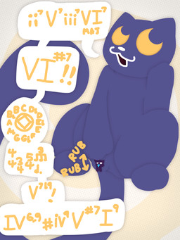 :3c abstract_background ambiguous_gender ambiguous_prey annoyed annoyed_prey anthro anthro_on_feral beak bestiality blue_beak cat_tail duo extreme_size_difference feathers female female/ambiguous female_feral female_pred feral feral_on_top fur genitals gibberish hand_on_cheek infodumping larger_feral living_insertion_play looking_away macro_female macro_feral masturbation musical_notation musical_note musical_symbol onomatopoeia purple_body purple_feathers purple_fur roman_numeral rubbing_vulva sheet_music size_difference sound_effects spiral_background symbol text unbirthing vaginal vore vulva white_eyes yellow_eyes waso_mu 7th_beat_games a_dance_of_fire_and_ice world_7_cat_(adofai) worvid_(waso_mu) avian bird corvid corvus_(genus) crow domestic_cat felid feline felis mammal oscine passerine 2026 3:4 colored digital_drawing_(artwork) digital_media_(artwork) english_text hi_res lineless pastel_theme shaded simple_shading