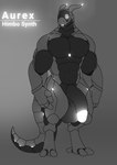 2024 abs anthro aurex_(futuretemp) balls biceps big_balls big_muscles big_pecs big_penis digital_drawing_(artwork) digital_media_(artwork) english_text flat_colors futuretemp genitals glowing glowing_eyes glowing_genitalia glowing_horn glowing_markings glowing_penis gradient_background grey_body half-erect hi_res horn huge_balls huge_penis humanoid_genitalia humanoid_penis hyper hyper_genitalia hyper_penis looking_at_viewer male markings model_sheet muscular muscular_anthro muscular_male no_shading nude pecs penis simple_background solo standing tail text thick_penis thick_tail thick_thighs