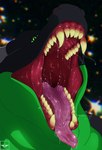 black_body bodily_fluids dripping feral front_view green_body male mouth_shot open_mouth presenting saliva saliva_drip saliva_on_tongue slightly_chubby slightly_chubby_male solo teeth teeth_showing throat blakezarks mythology dragon mythological_creature mythological_scalie scalie cel_shading headshot_portrait hi_res portrait shaded