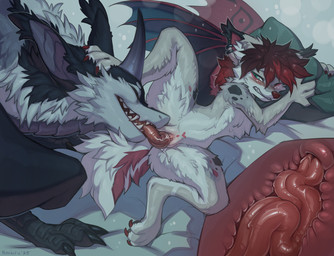 4_fingers anthro anthro_on_feral anthro_penetrated bestiality biped blush cervical_contact cervix claws clenched_teeth countershade_torso countershading cunnilingus cutaway deep_cunnilingus duo eyes_closed feet female female/female female_on_anthro female_on_feral female_penetrated female_penetrating female_penetrating_anthro female_penetrating_female feral feral_penetrating feral_penetrating_anthro feral_penetrating_female finger_claws fingers fur genitals grey_body grey_fur hair horn internal long_tongue nude nude_anthro nude_female one_eye_closed oral penetration pillow red_hair scutes sex size_difference teeth toe_claws toes tongue tongue_penetration vaginal vaginal_penetration vulva x-ray_view hioshiru mythology hioshiru_(character) swaybat_(oc) bat dragon mammal mythological_creature mythological_scalie scalie 2025 digital_drawing_(artwork) digital_media_(artwork)