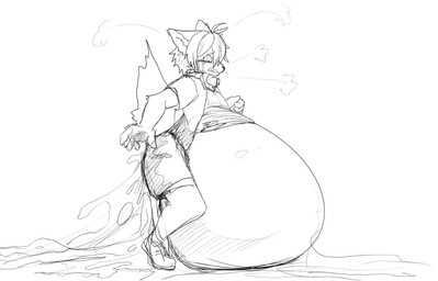 after_rape after_sex anthro bodily_fluids close_to_bursting cum cum_ballooning cum_inflation cum_inside excessive_cum excessive_genital_fluids filled_to_the_brim genital_fluids inflation male solo police_he_(artist) canid canine fox mammal hi_res