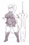 anthro big_breasts boots breasts butt clothing cosplay eyewear female footwear glasses gloves handwear mature_anthro mature_female melee_weapon navel shoes side_boob simple_background slightly_chubby smile sword translucent weapon dbaru nickelodeon queen's_blade t.u.f.f._puppy cattleya mrs._katswell domestic_cat felid feline felis mammal 2016 digital_media_(artwork)