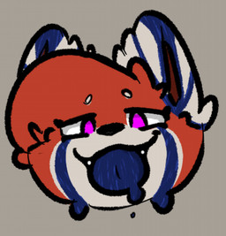 anthro blep female fur ink looking_at_viewer pink_eyes red_body red_fur solo tongue tongue_out drakk-pan pandoria_(drakk-pan) ailurid mammal red_panda headshot_portrait portrait