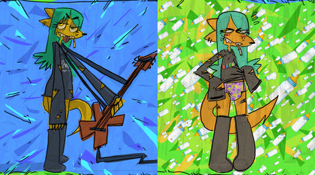 age_regression ageplay alternative_fashion annoyed anthro baby_bottle band-aid bandage blue_hair bodily_fluids boots bottle cigarette clean_diaper clothed clothing container diaper dress ear_piercing electric_guitar embarrassed eyelashes footwear freckles fur goth green_hair guitar hair infantilism musical_instrument orange_body orange_fur piercing plucked_string_instrument pull-ups_(diaper) roleplay sharp_teeth shoes solo string_instrument sweat teeth tongue tongue_out topwear wearing_diaper yellow_eyes cate_wurtz korn lamezone lenore_(lamezone) unknown_species 2017