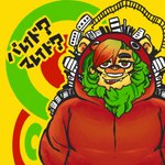 abstract_background anthro city clothing colorful_background facial_paint facial_piercing fur green_eyes green_hair hair hoodie male nose_piercing piercing psychedelic_background red_clothing red_eyes red_hoodie red_topwear simple_background solo text topwear yellow_background yellow_body yellow_fur saintbullart matryoshka_(song) vocaloid felid lion mammal pantherine 1:1 colorful_theme hi_res japanese_text translated