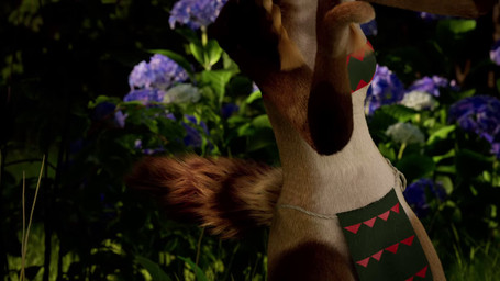 4_fingers anthro bandeau blonde_hair bottomwear breasts brown_body brown_fur clothing dancing female fingers fur green_eyes hair loincloth outside small_breasts solo topwear zasuri sonya_(zasuri) canid canine mammal 16:9 3d_(artwork) 3d_animation animated digital_media_(artwork) hi_res short_playtime sound video widescreen