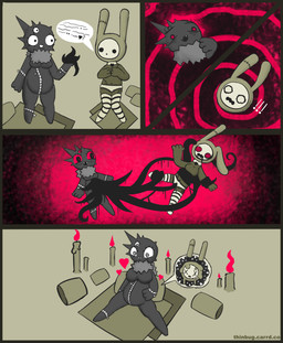 bodily_fluids breasts clothing collar comic_panel death digestion drooling duo fatal_vore featureless_breasts female female/female hypnosis legwear mind_control penetration plushie saliva slightly_chubby stitch_(sewing) tendrils tentacles thigh_highs vaginal vaginal_penetration vore zipper thinbug humanoid lagomorph leporid mammal rabbit hi_res