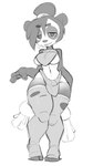 anthro big_breasts breasts clothed clothing eye_spots eyebrow_through_hair eyebrows female fingers front_view fur hair hair_bun legwear multicolored_body multicolored_fur simple_background small_waist solo standing thick_thighs thigh_highs tongue tongue_out torn_thigh_highs translucent translucent_hair under_boob white_background wide_hipped_anthro wide_hipped_female wide_hips foresttherotten bear giant_panda mammal 2024 digital_drawing_(artwork) digital_media_(artwork) full-length_portrait hi_res monochrome portrait sketch