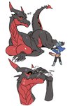 2017 2:3 absurd_res all_fours anthro areola armor athletic athletic_anthro athletic_female big_breasts big_penis black_body black_scales black_sclera bodily_fluids breasts busty_feral claws clothed clothing countershading digital_media_(artwork) dragon duo english_text erection female feral genitals headgear helmet hi_res horn huge_penis human human_on_anthro imminent_sex interspecies jijis-waifus knight larger_anthro larger_female larger_feral lay_the_dragon lying male male_on_feral mammal meme mythological_creature mythological_scalie mythology nervous nipples no_underwear non-mammal_breasts nude on_front orange_eyes penis proportionally_endowed_male red_body red_scales scales scalie semi-anthro simple_background size_difference smaller_human smaller_male solo_focus source_request sweat sweating_towel_guy tail text warrior white_background