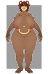 anthro areola big_breasts breasts brown_body brown_fur brown_hair eyelashes eyelids female fur genitals hair huge_breasts looking_at_viewer mature_female nipples pussy simple_background solo standing thick_thighs wide_hips unluckyoni nintendo pokemon generation_2_pokemon mammal pokemon_(species) ursaring hi_res