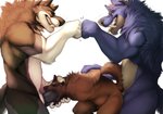 abdominal_bulge anal anal_penetration anthro anthro_on_anthro anthro_penetrated anthro_penetrating anthro_penetrating_anthro arm_grab bent_over biceps big_dom_small_sub black_nose blue_body blue_fur bodily_fluids body_part_in_ass body_part_in_mouth dominant dominant_male double_penetration drooling ear_piercing eiffel_tower_position fellatio fist_bump forced forced_oral freckles fur genitals gesture grey_nose grin group group_nudity group_sex hand_on_head hands_behind_back head_grab humanoid_genitalia humanoid_penis larger_male looking_at_another male male/male male_penetrated male_penetrating male_penetrating_male multicolored_body muscular muscular_male neck_tuft nude nude_anthro nude_male oral oral_penetration penetration penile penile_penetration penis penis_in_ass piercing questionable_consent restrained rough_sex saliva sex simple_background size_difference smaller_male smaller_penetrated smile spitroast submissive submissive_male teeth threesome trio tuft two_tone_body whiskers white_background memburu mythology bfw memburu_(character) rockbiter_(jackstone) canid canine canis domestic_dog mammal mythological_canine mythological_creature werecanid werecanine werecreature werewolf wolf 2020 hi_res