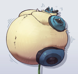 air_inflation anthro belly belly_expansion belly_inflation big_belly big_cheeks blue_body blue_fur blush bodily_fluids body_inflation chubby_cheeks expansion fur hose hose_in_butt hose_inflation huge_belly hyper hyper_belly hyper_inflation immobile inflation male moobs motion_lines navel puffed_cheeks shadow simple_background solo spherical_inflation spikes spikes_(anatomy) sweat sweatdrop tan_body tan_fur white_background bellylossi nintendo pokemon generation_4_pokemon lucario pokemon_(species) 2024 hi_res
