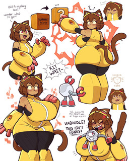 angry anthro big_breasts breasts brown_body brown_hair butt constricted_pupils cross-popping_vein dialogue duo eyebrows eyelashes eyes_closed eyewear eyewear_on_head female goggles goggles_on_head hair machine male nipple_outline on_breasts open_mouth pupils small_pupils text whiskers wide_hips suddencube gameoverse glitch_productions kaboodle_(gameoverse) kit_bodega domestic_cat felid feline felis mammal robot 2026 4:5 absurd_res english_text hi_res
