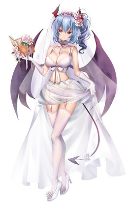 big_breasts blue_hair book breasts clothed clothing dress female flower footwear hair high_heels horn light_body light_skin not_furry panties plant ponytail red_eyes shoes skimpy solo spade_tail tail translucent translucent_clothing underwear wedding_dress sakuranbo taimanin_(series) viola_(taimanin) demon demon_humanoid horned_humanoid humanoid vampire digital_media_(artwork) hi_res