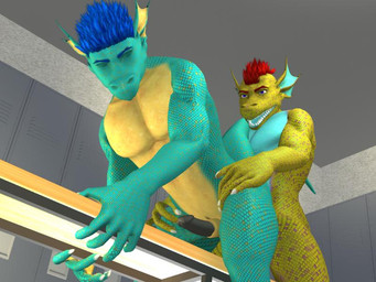 anal anal_penetration anthro bench bent_over big_muscles black_penis blue_body claws duo erection eyes_closed genitals inside locker locker_room male male/male male_penetrated male_penetrating male_penetrating_male muscular muscular_male nude on_bench pecs penetration penis sex tail torso_grab brelo_(artist) mythology rednax xander_the_blue dragon mythological_creature mythological_scalie scalie 2013 3d_(artwork) 4:3 digital_media_(artwork)
