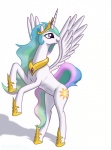 armor crown cutie_mark feathered_wings feathers female feral hair headgear horn jewelry multicolored_hair necklace open_mouth pose purple_eyes royalty simple_background smile solo white_body white_feathers wings caelacanthe friendship_is_magic hasbro my_little_pony mythology princess_celestia_(mlp) equid equine mammal mythological_creature mythological_equine winged_unicorn hi_res