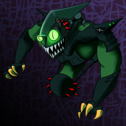 armor body_armor claws electronics floating glowing glowing_eyes green_eyes hovering legless male monitor solo soap-monster capcom crystal_dynamics mega_man_(series) rez reploid reptile scalie 1:1