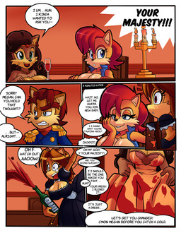 anthro big_breasts breasts clothing dialogue female group huge_breasts maid_uniform male text tight_clothing uniform little-gray-bunny superbunnygt archie_comics sega sonic_the_hedgehog_(archie) sonic_the_hedgehog_(comics) sonic_the_hedgehog_(series) elias_acorn megan_acorn sally_acorn chipmunk ground_squirrel mammal rodent sciurid absurd_res character_request comic digital_media_(artwork) english_text hi_res