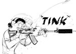 anthro electronics evil_laugh female gun hair hair_bun holding_gun holding_object holding_ranged_weapon holding_rifle holding_weapon ranged_weapon rifle semi-automatic silencer smoke smoking_gun solo text weapon hladilnik marylin_(hladilnik) american_opossum mammal marsupial 2025 black_and_white comic english_text hi_res monochrome