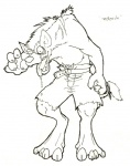 anthro bodily_fluids bottomwear clothed clothing crazed drooling male saliva shorts simple_background solo tail topless white_background conditional_dnp sefeiren gnoll hyena mammal spotted_hyena black_and_white monochrome