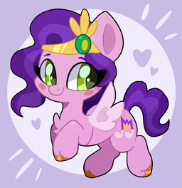 blush chest_tuft chibi crown cutie_mark feathered_wings feathers female feral fur green_eyes headgear heart_symbol hooves pink_body pink_feathers pink_fur smile solo tuft wings cinnamontee hasbro mlp_g5 my_little_pony mythology pipp_petals_(mlp) equid equine mammal mythological_creature mythological_equine pegasus 2023 digital_media_(artwork) hi_res
