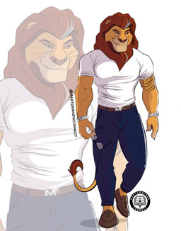 anthro anthrofied belt blowup_background bracelet brown_hair clock clothed clothing eyewear fur glasses hair jewelry male mane mature_anthro mature_male muscular muscular_anthro muscular_male orange_body orange_fur simple_background solo tattoo watch whiskers wristwatch mastermindsconnect disney the_lion_king mufasa felid lion mammal pantherine hi_res