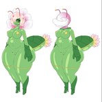 accessory breasts clothing female flower flower_in_hair footwear green_eyes hair hair_accessory high_heels nipples non-mammal_nipples petals plant shoes solo thick_thighs thorax wide_hipped_female zenarator_(artist) elemental_creature flora_fauna hi_res