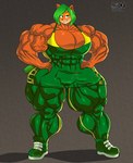 anthro big_breasts big_butt big_muscles breasts butt clothed clothing female fur green_eyes green_hair growth hair huge_breasts huge_butt huge_muscles hyper hyper_breasts hyper_butt hyper_muscles muscle_growth muscular muscular_female smile solo sonkarot activision crash_bandicoot_(series) crash_team_racing_(series) ami_bandicoot