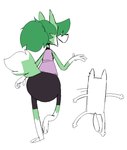 3_fingers 3_toes 4_fingers anthro barefoot big_butt biped black_nose black_whiskers butt clothed clothed_anthro clothed_female clothing countershading duo feet female fingers fluffy fluffy_tail fur gloves_(marking) green_body green_ears green_fur green_hair green_tail hair leg_markings male markings monobutt naturally_censored nude_anthro nude_male paws ponytail purple_clothing purple_shirt purple_tank_top purple_topwear rear_view semi-anthro shirt simple_background snout socks_(marking) tail talking_to_another tank_top toes topwear walking whiskers white_background white_body white_countershading white_ears white_fur white_markings white_tail maddeku gamecade_(ncs) gloose_(ncs) nance_(ncs) canid canine canis domestic_cat felid feline felis mammal wolf 2025 aliasing digital_drawing_(artwork) digital_media_(artwork) flat_colors