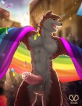 alternate_rainbow_pride_colors anthro backlighting balls brown_body brown_fur erection fangs foreskin fur genitals glans humanoid_genitalia humanoid_penis lgbt_pride light male navel nude nude_anthro nude_male open_mouth partially_retracted_foreskin pecs penis pink_glans pink_penis pink_tongue pride_color_flag pride_colors public public_erection rainbow_pride_colors red_body red_eyes red_fur smile solo teeth tongue wearing_flag white_balls white_body white_fur yellow_sclera shorple lgbt_pride_month daijawolf canid canine mammal 2023 digital_media_(artwork) digital_painting_(artwork) hi_res lighting shaded