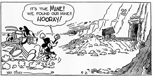 ambiguous_gender anthro boots bottomwear clothed clothing cowboy_boots dialogue duo feral fingers footwear gloves handwear male motion_lines open_mouth plant quadruped running shoes text floyd_gottfredson hardie_gramatky disney public_domain mickey_mouse equid equine horse mammal mouse murid murine rodent 1930 20th_century absurd_res ancient_art black_and_white comic dated english_text hi_res monochrome signature