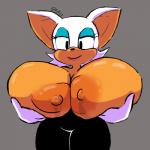 anthro areola big_breasts bodily_fluids breasts clothing female fur holding_breast huge_breasts hyper hyper_breasts lactating nipples simple_background solo white_body white_fur wide_hips fupoo sega sonic_the_hedgehog_(series) rouge_the_bat bat mammal 1:1 2020