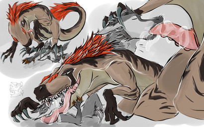 anthro anthro_on_feral anthro_penetrated bestiality bodily_fluids deep_throat duo feral feral_penetrating feral_penetrating_anthro genital_fluids hunted licking licking_lips male male/male oral oral_penetration penetration precum predator/prey sex slit_penis stepped_on tasting tongue tongue_out vore uysu lost(uysu) terr_(n0rad) deer dinosaur dromaeosaurid mammal new_world_deer prehistoric_species reindeer reptile saurischian scalie theropod 16:10 hi_res widescreen