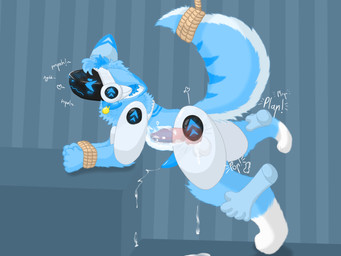 4_toes 5_fingers abdominal_bulge anal anal_penetration animal_genitalia animal_penis anthro anthro_on_anthro anthro_penetrated anthro_penetrating anthro_penetrating_anthro anthro_penetrating_male anus arm_tuft arms_tied aroused balls balls_deep bdsm bell bell_collar belly big_knot blue_body blue_eyes blue_fur blue_hair blue_paws blue_penis blush blush_lines bodily_fluids bondage bound butt canine_genitalia canine_penis collar collar_only contact_onomatopoeia cum cum_drip cum_in_ass cum_inside cum_on_knot cum_splatter cum_while_penetrated cumshot cybernetics dripping duo ejaculation erection feet fingers fluffy fluffy_ears fluffy_hair fluffy_tail forced forced_exposure from_behind_position fur fur_markings fur_tuft genital_fluids genitals hair hands_tied heart_symbol holding_both_legs holding_legs_up impact_onomatopoeia indoor_nudity indoor_sex inner_ear_fluff inside inside_stomach internal knot knotting knotting_symbol leg_grab legs_in_air looking_pleasured machine male male/male male_penetrated male_penetrating male_penetrating_male markings moan neck_tuft nude nude_anthro nude_male onomatopoeia paws penetration penile penile_spines penis plap pose protogen_visor public public_sex public_use raised_leg raised_tail restraints rope rope_bondage sex shadow side_view simple_background sound_effects spread_legs spreading submissive submissive_anthro submissive_male tail tail_markings tail_tied tapering_penis text toes tuft visor wall_(structure) white_body white_fur floo azure_(floo) cyborg protogen 2023 4:3 absurd_res colored digital_drawing_(artwork) digital_media_(artwork) hi_res shaded