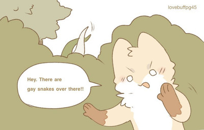 4_fingers >:o anthro blush brown_body brown_fur brown_markings cheek_tuft countershade_face countershade_fur countershade_torso countershading facial_tuft fingers fur fur_markings gloves_(marking) group head_tuft looking_at_viewer male markings motion_lines neck_tuft plant pointy_ears prick_ears raised_tail shrub simple_background solo_focus speech_bubble tail talking_to_viewer tan_body tan_fur text tree trio tuft white_background white_body white_eyes white_fur white_markings lovebuffpg45 mammal reptile scalie snake artist_name digital_drawing_(artwork) digital_media_(artwork) english_text flat_colors half-length_portrait portrait