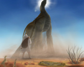ambiguous_gender clothed clothing day detailed_background duo feral macro outside sky standing sun themefinland dinosaur human mammal prehistoric_species reptile sauropod sauropodomorph scalie hi_res