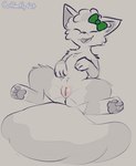 eyes_closed female feral freckles genitals pussy smile solo spread_legs spreading coffeefly nintendo pokemon juniper_(coffeefly) alolan_form alolan_vulpix generation_7_pokemon pokemon_(species) regional_form_(pokemon) sketch