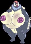 anthro beak big_breasts breasts female huge_breasts hyper hyper_breasts nipples non-mammal_breasts non-mammal_nipples overweight slightly_chubby solo desbjust dungeons_and_dragons hasbro wizards_of_the_coast dowol_(desbjust) avian bear bird mammal owl owlbear alpha_channel hi_res